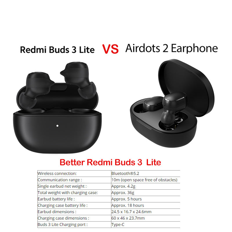 Xiaomi-auriculares inalámbricos Redmi Buds 3 Lite versión Global